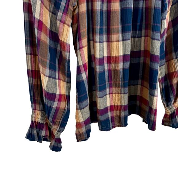 Ralph Lauren Chaps Sz XL Blue Fall Winter Harvest Long Sleeve Blouse Shirt Top - Picture 4 of 8